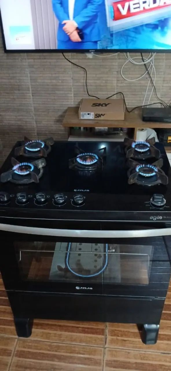 Vende-se fogão 5 bocas mesa de vidro  - Foto 4