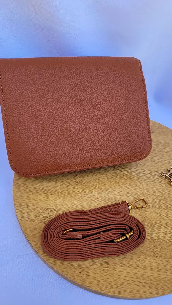 Bolsa marrom com alça transversal removível e ajustável - Foto 3