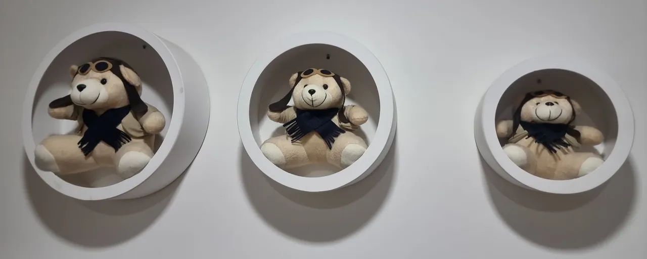 Kit 3 nichos para decorar parede com 3 ursos aviador