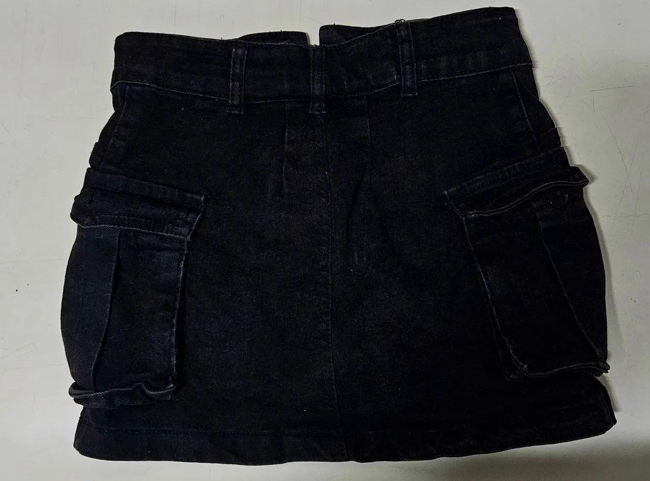 Saia Jeans preta - veste P/M - shein - Foto 5