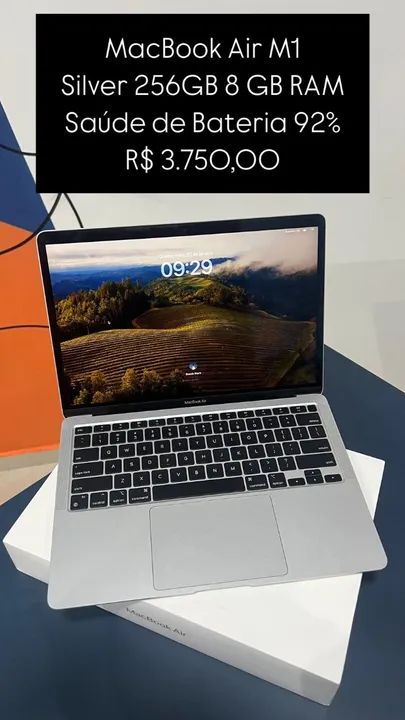 MacBook Air M1 Silver 256GB 8 GB RAM Saúde de Bateria 92% R$ 3.750