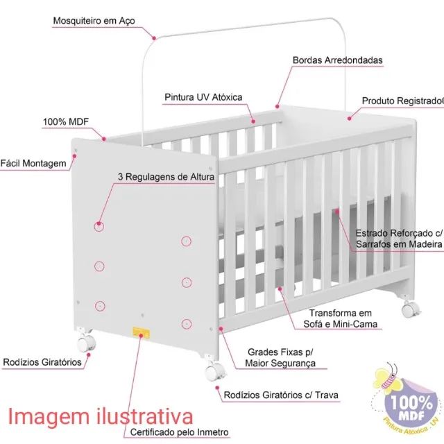 Berço Móveis Bela com colchão Gazin - Seminovo - Foto 5