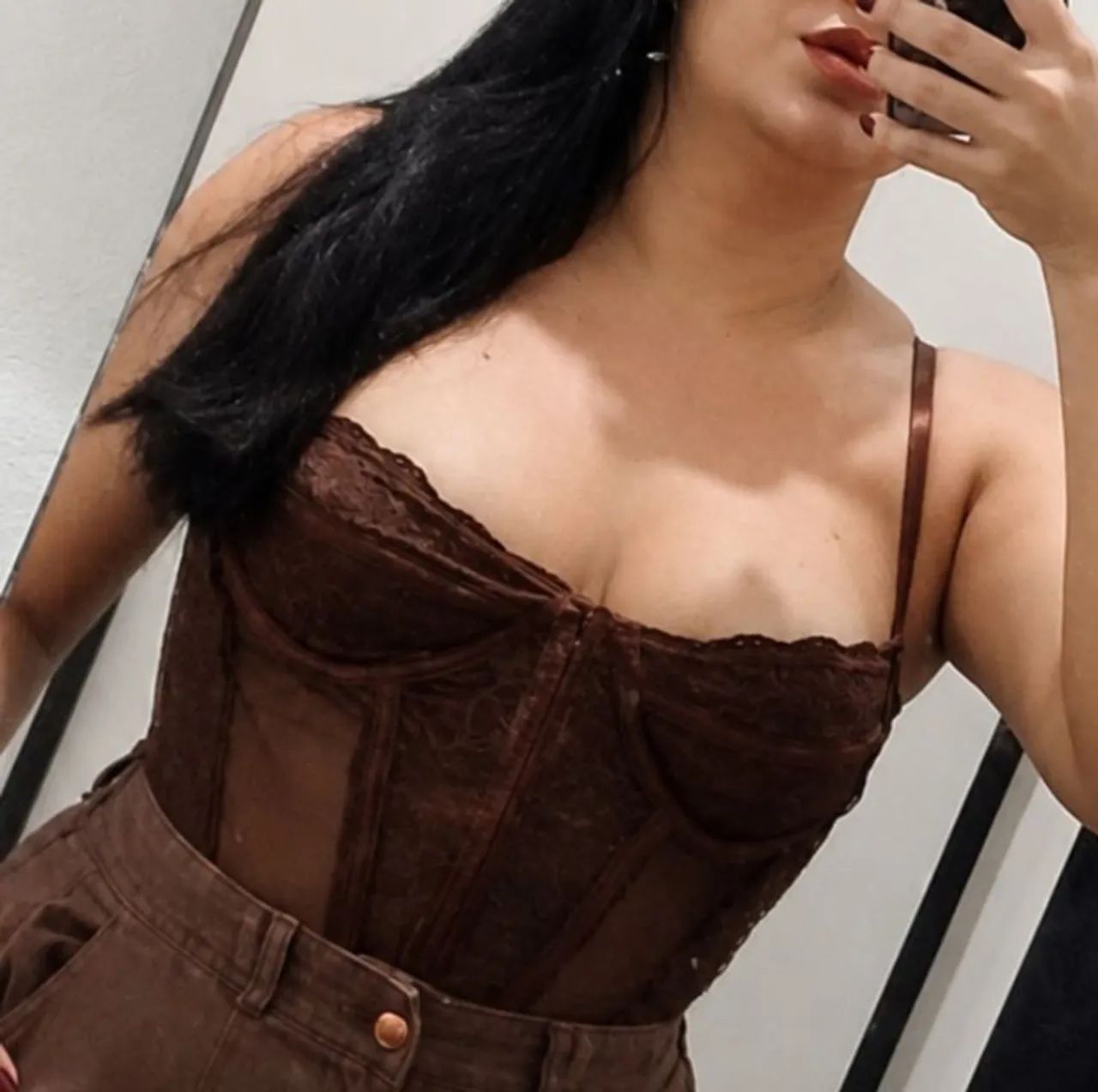 Corset renda marrom tamG , top corset marrom - Foto 2