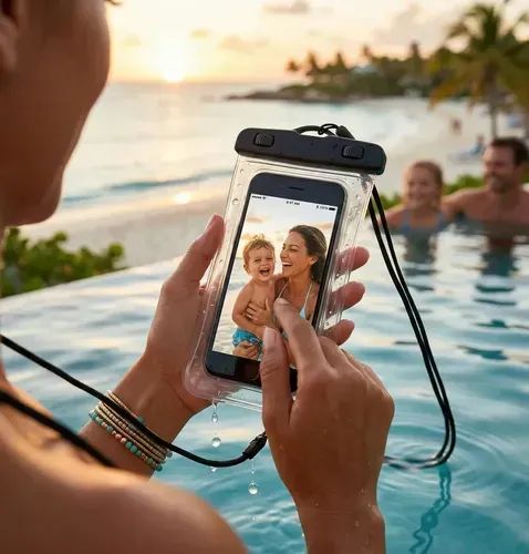Capa a prova d'água para celular com cordão - Foto 2