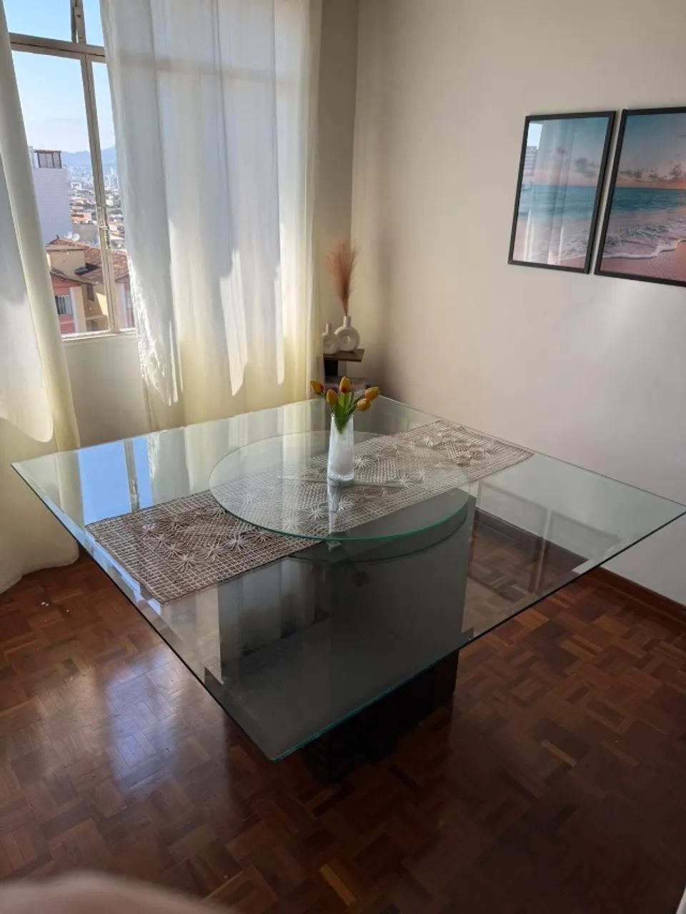 Mesa de Jantar 1,5m x 1,5m - Madeira Maciça + Centro Giratório - Foto 2