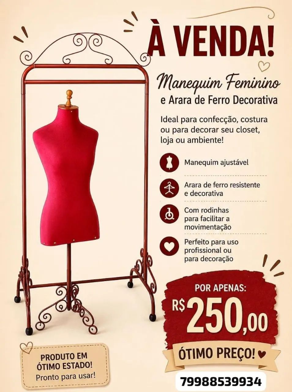 Manequim de Alfaiataria e Arara de Chão 