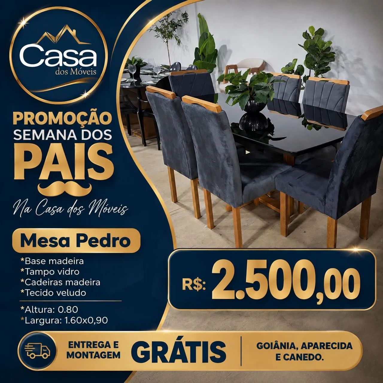 Mesa Pedro com 6 Cadeiras madeira