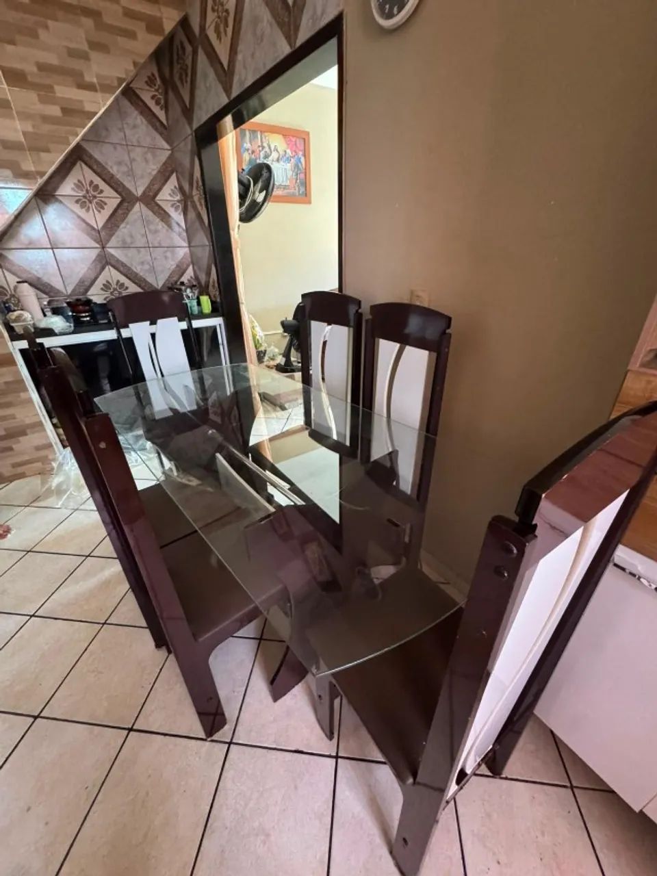 Mesa 6 cadeiras, tampo de vidro - Foto 4