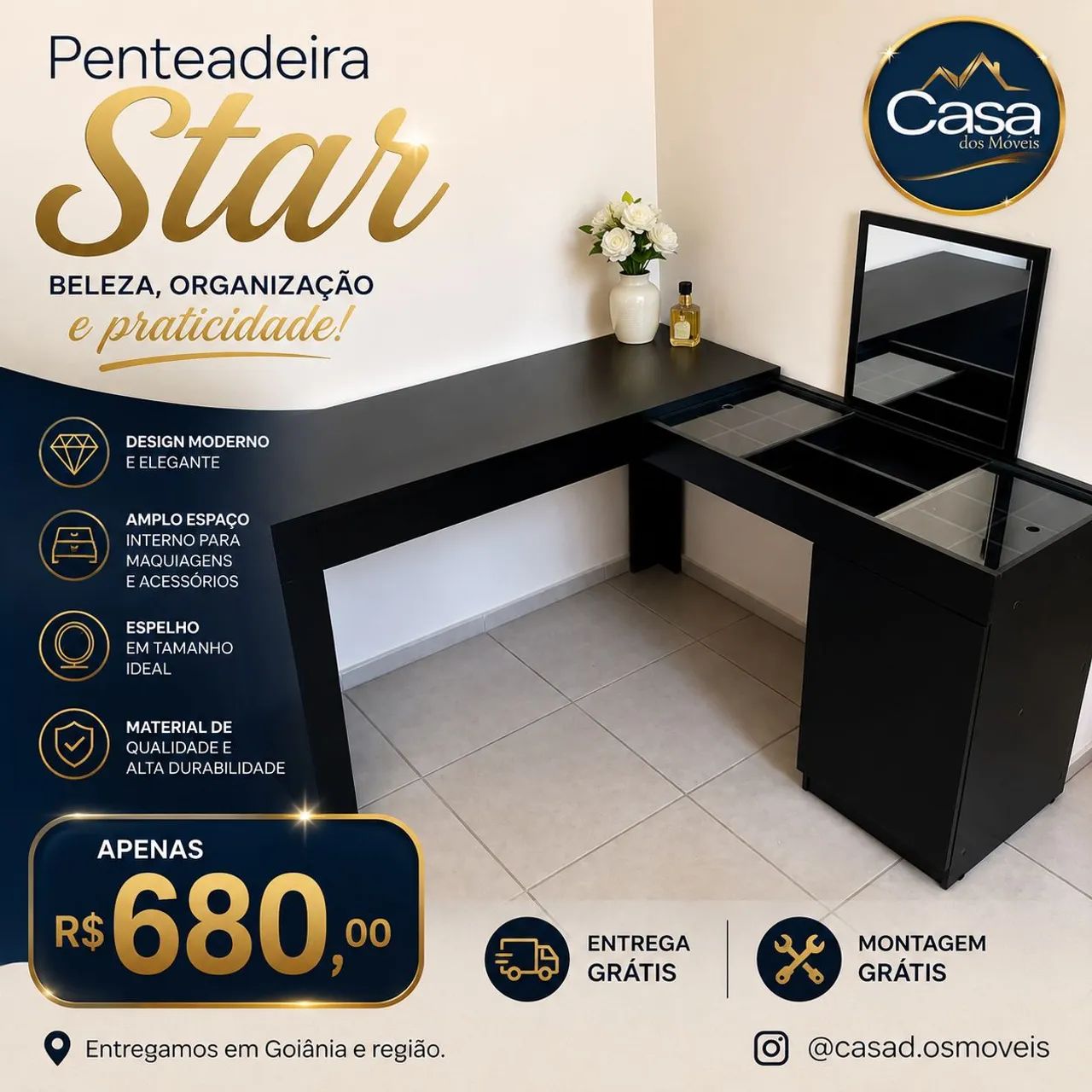 Penteadeira Love Star - Preta