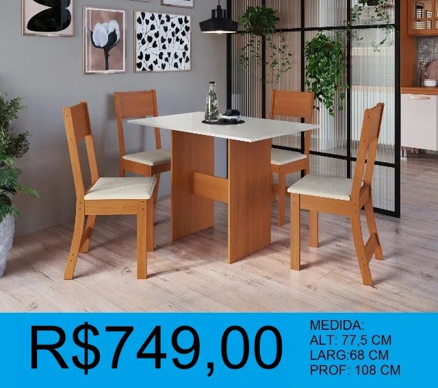 Mesa com 4 cadeiras reposição - temos a pronta entrega  - Foto 2