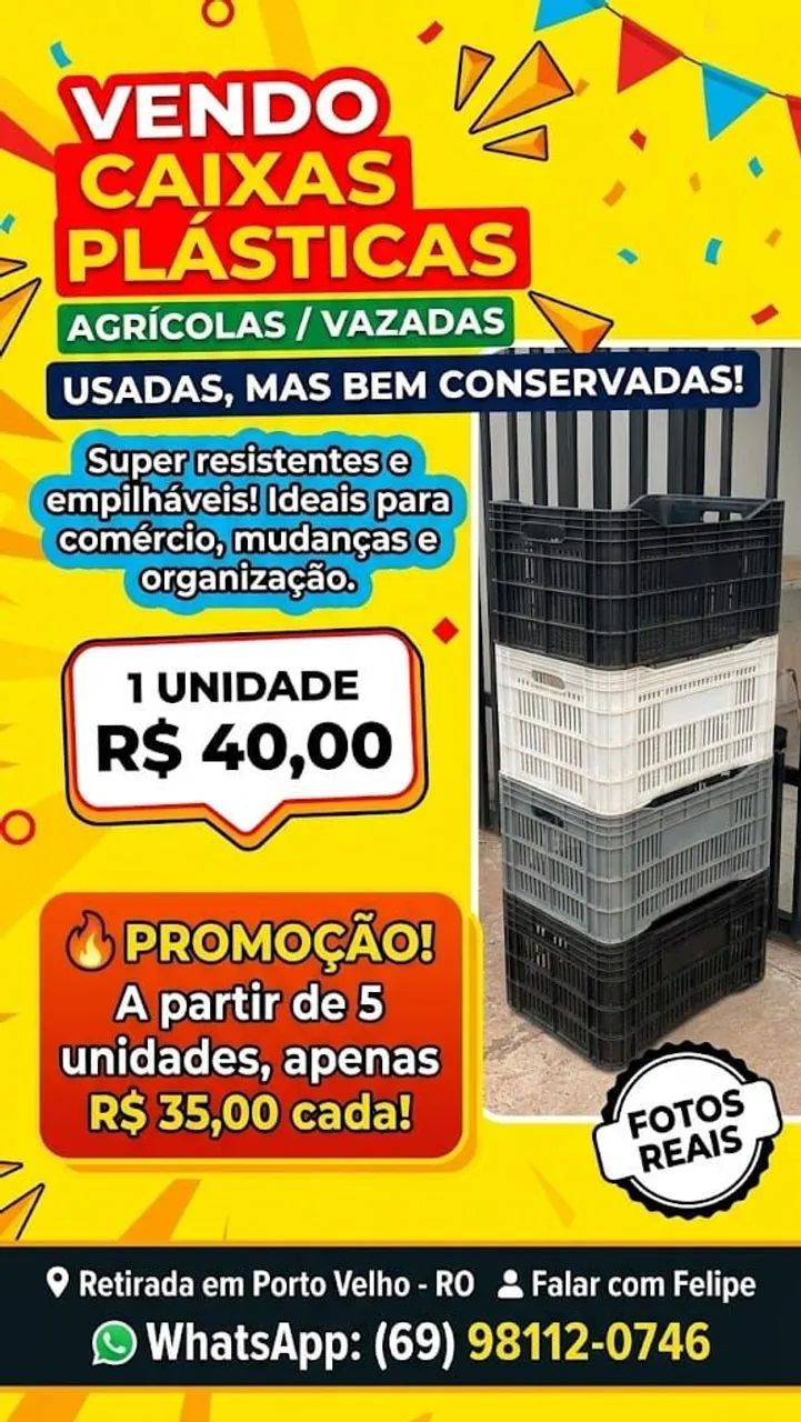 CAIXA PLASTICA AGRICOLA VAZADA