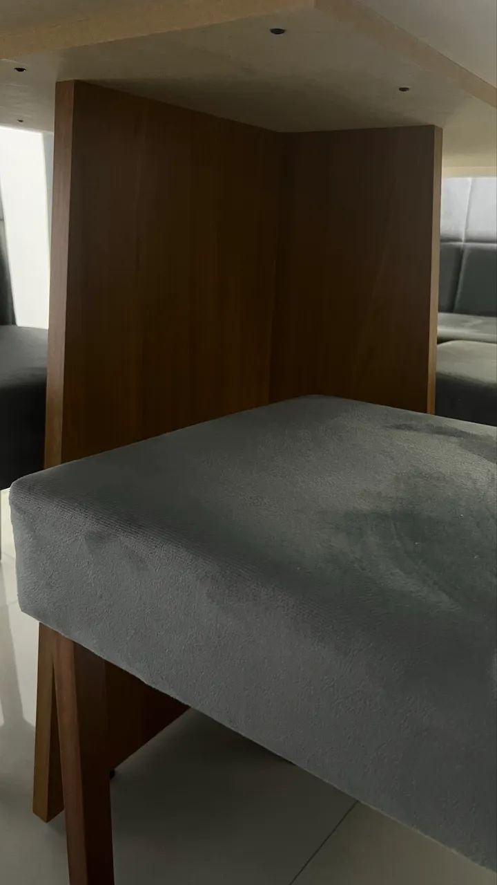Mesa de vidro com madeira maciça 1,60x 90cm + 6 cadeiras - Foto 2