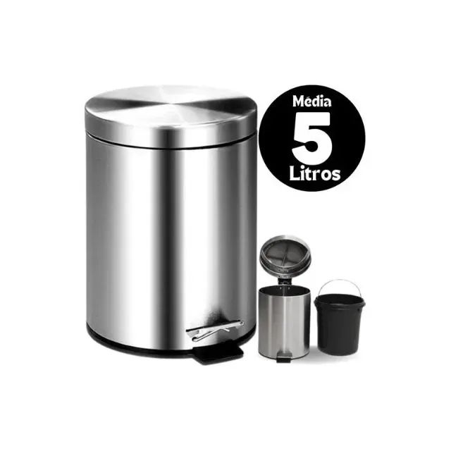Lixeira Inox 5 Litros Com Balde Removível