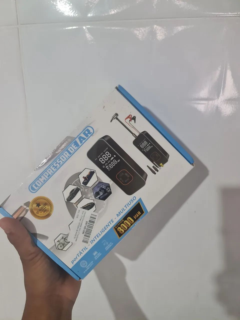 Compressor de Ar Digital Portátil e Inteligente Multiuso com bateria de 8000 mAh - Foto 2