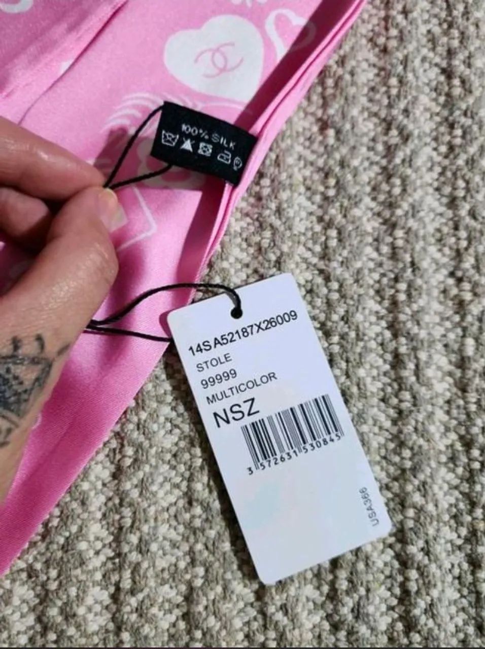 Estola/cachecol chanel seda rosa - Foto 2