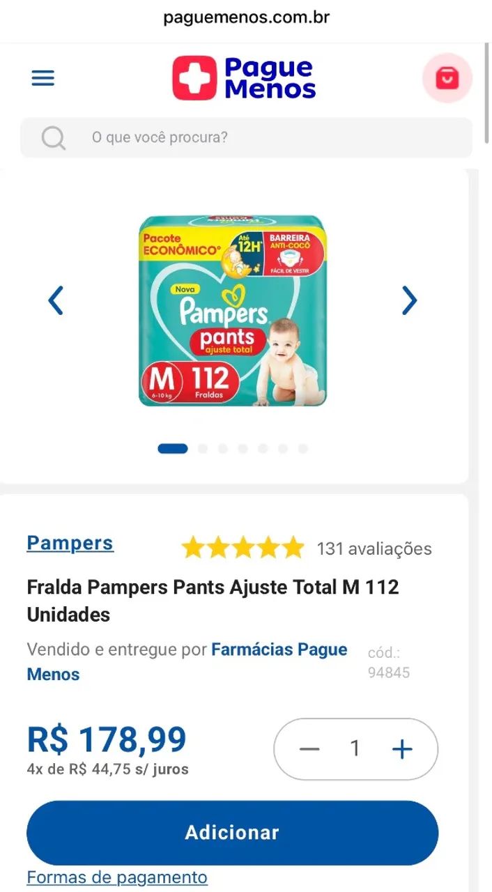 Fralda pampers pants M 112 un cada - Foto 2