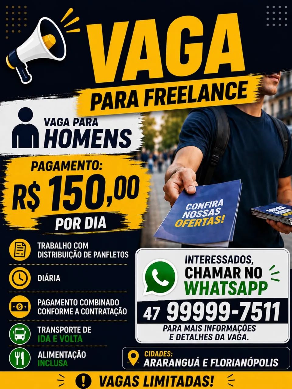 Vaga para panfletagem freelance