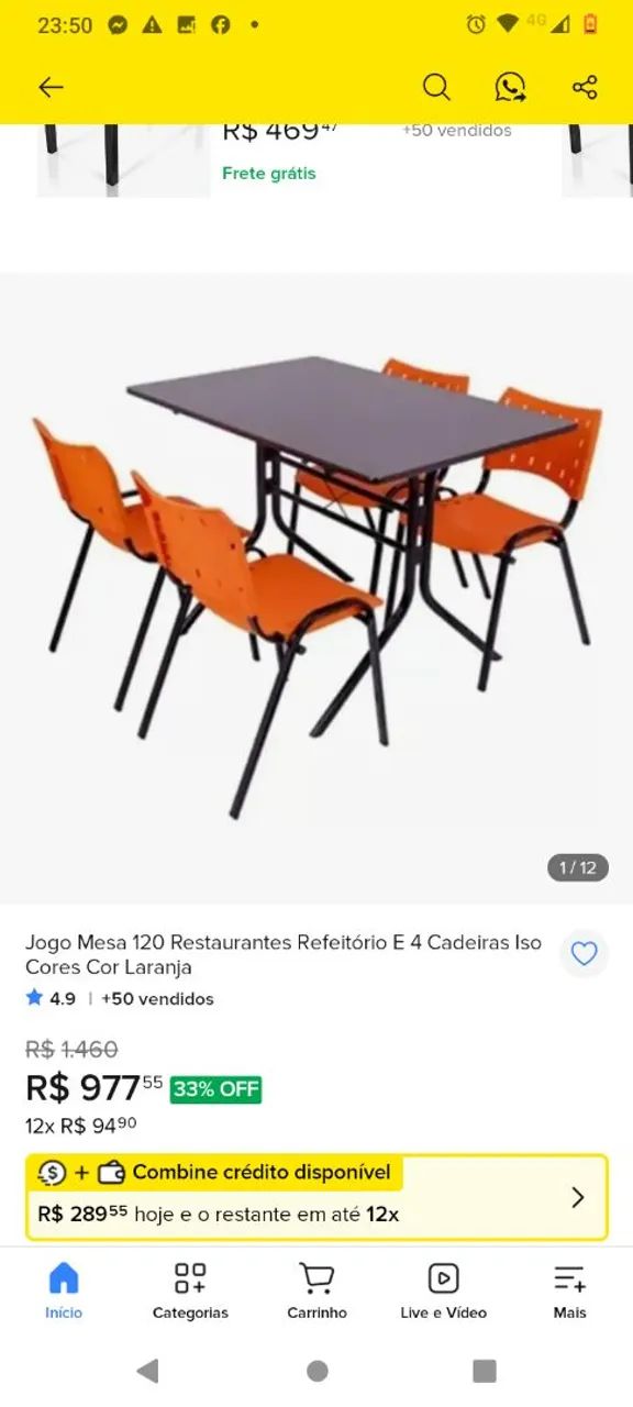 Mesa refeitório 4 cadeiras - Foto 4