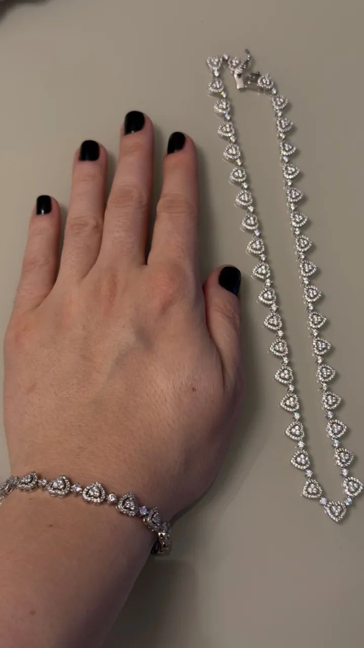 Colar e pulseira riviera prata coração 