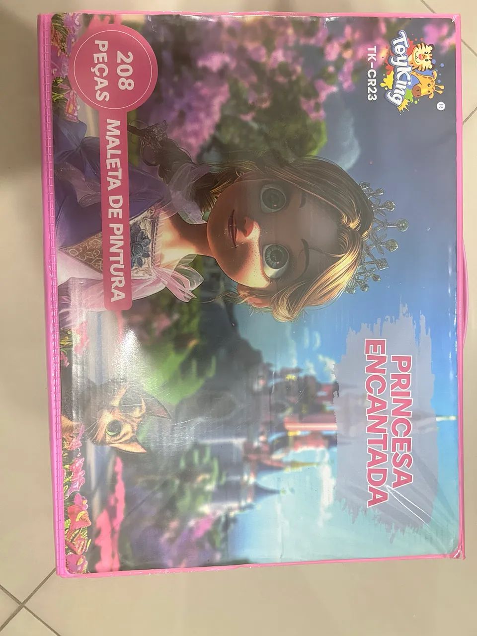 Maleta princesa encantada toy king canetas e giz de cera pra pintar