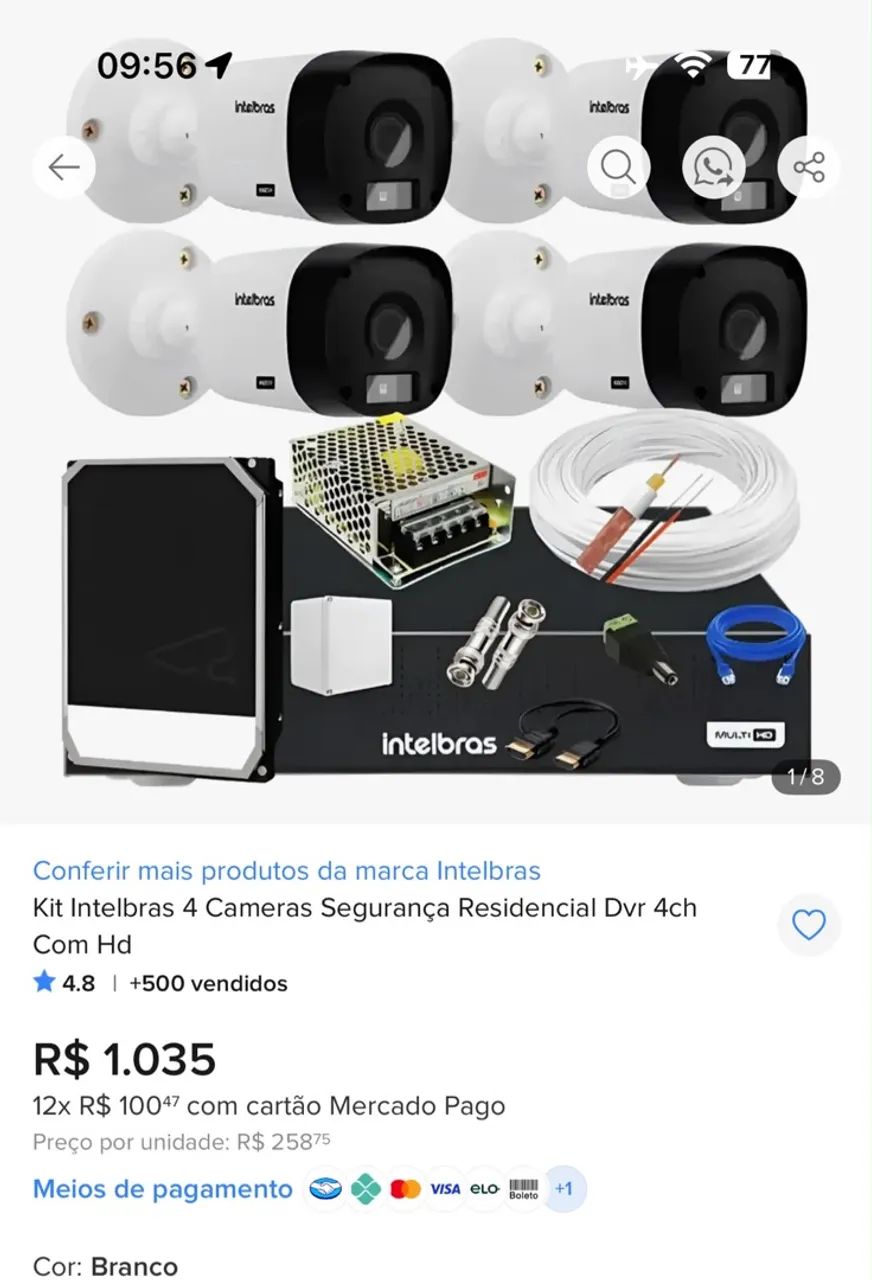 4 câmeras Intelbras 