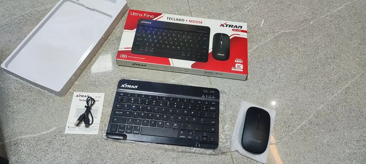 Kit teclado e mouse sem fio recarregável bluetooth