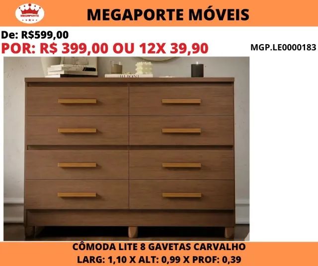 CÔMODA 8 GAVETAS  - Foto 2