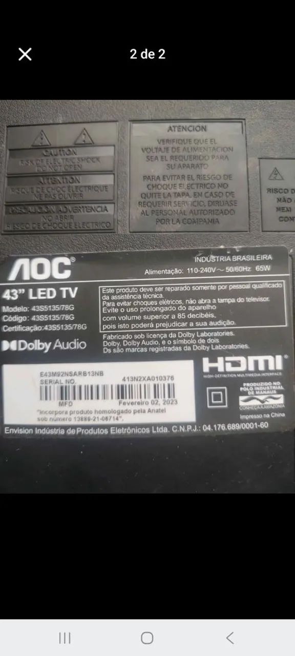 Placa tv aoc 43 polegadas  - Foto 5