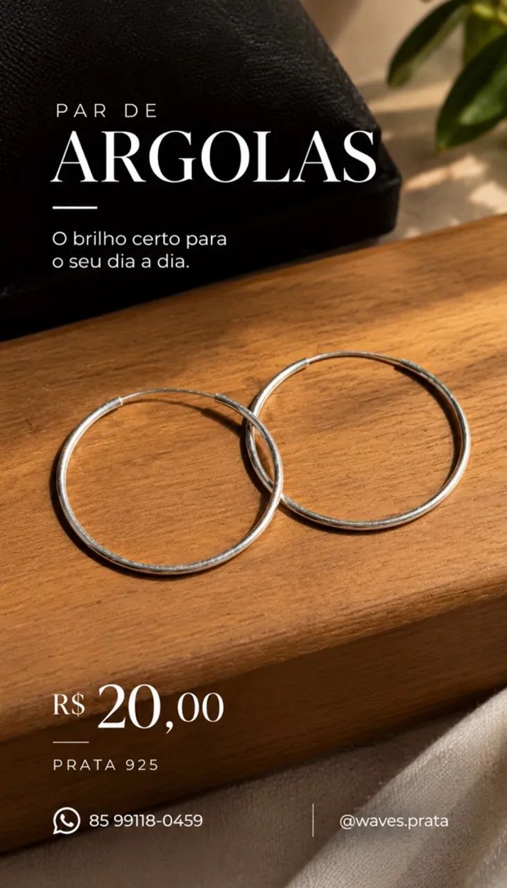 Par de Argolas Prata 925