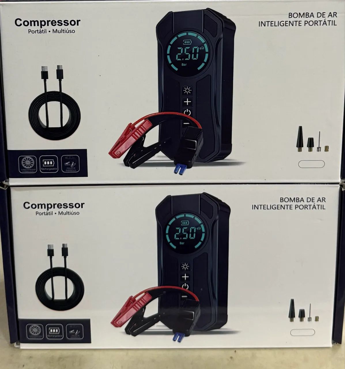Compressor de ar portátil e auxiliar de partida 