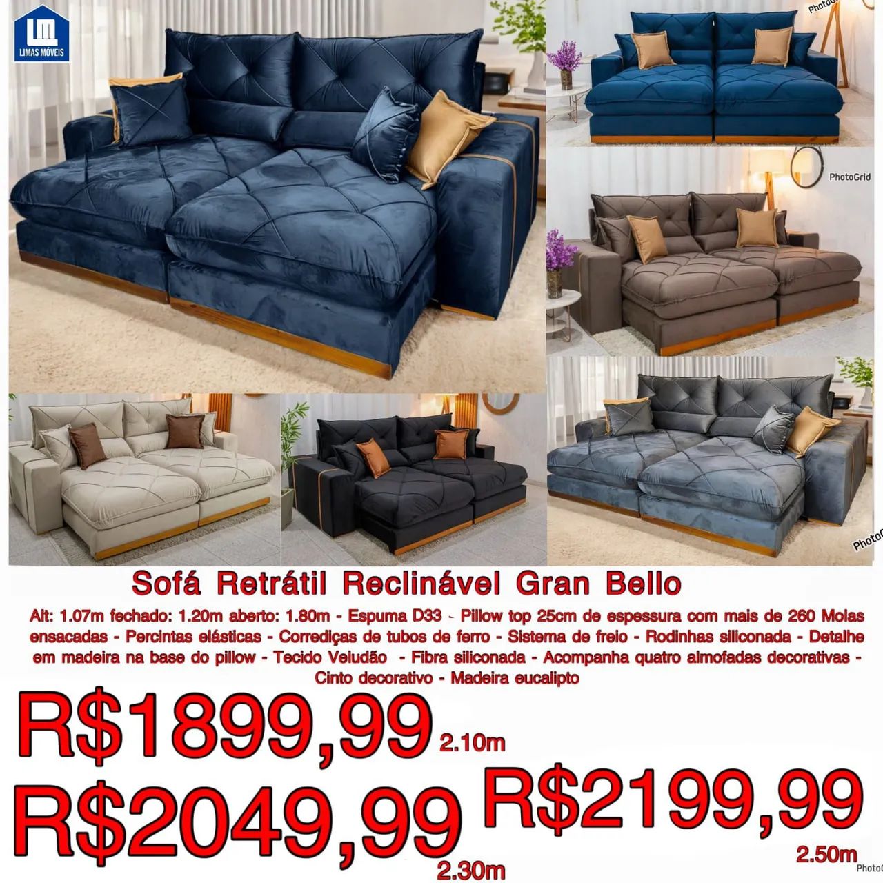 SOFÁ RETRÁTIL E RECLINÁVEL - NOVO - Foto 2