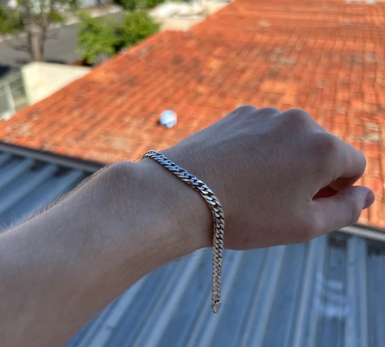 Pulseira de prata pura Elo duplo  - Foto 2