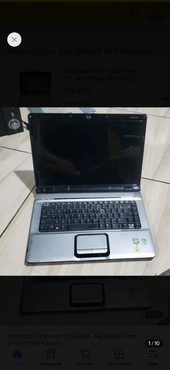 Notebook HP Pavillion DV6000 - usado