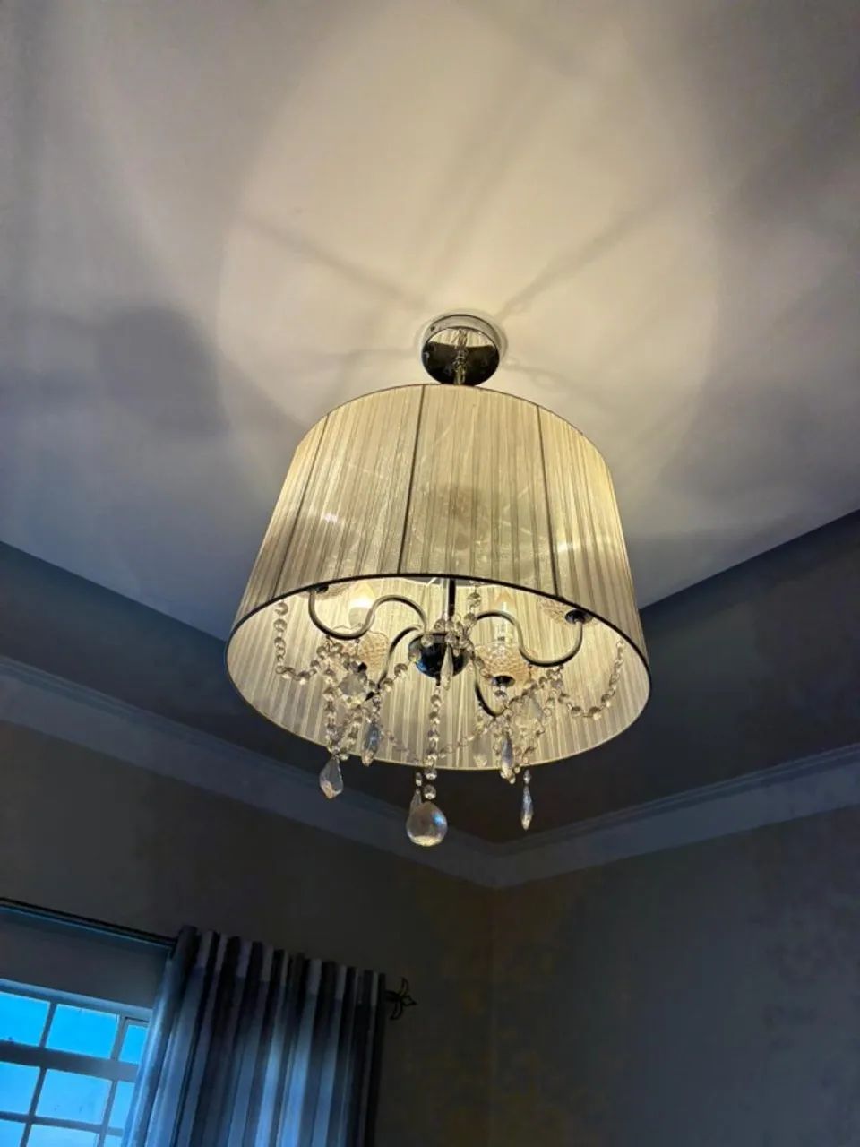 Lustre Cúpula Branca Cristal