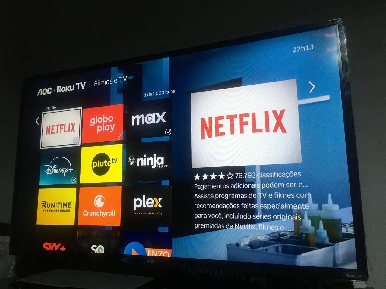 Televisão smart 43 polegadas Roku 
