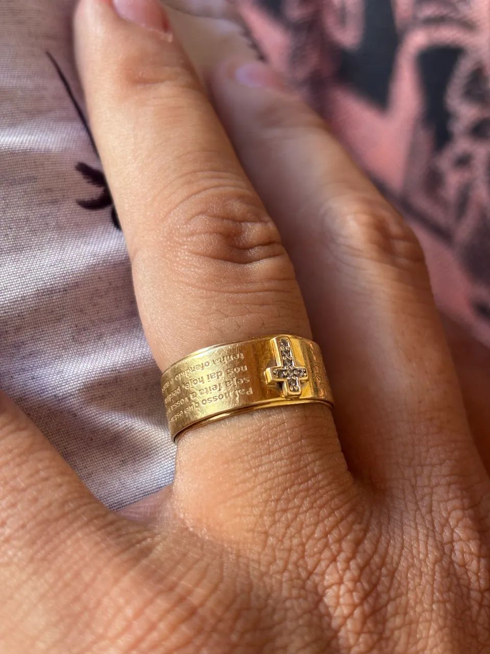Anel de ouro 18k Pai nosso 4.9g