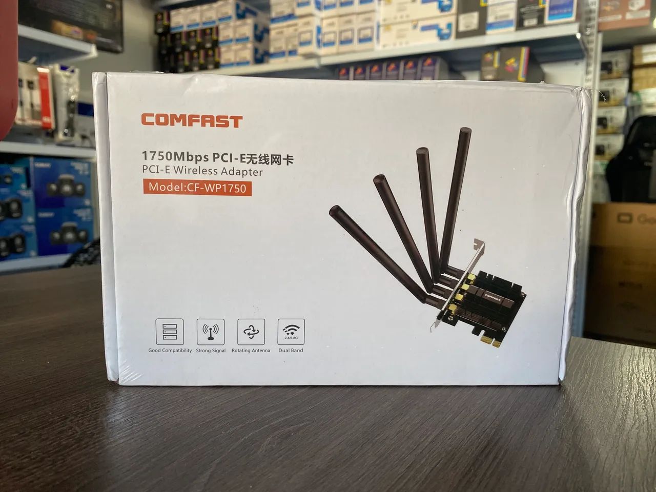 PLACA DE REDE WIFI PCI-E 1750MBPS 2.4GHZ/5GHZ 4 ANTENAS COMFAST