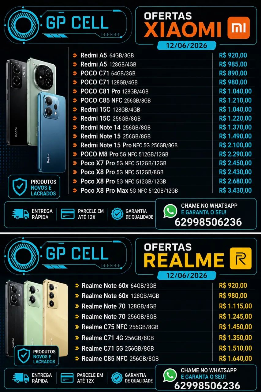 ? OFERTAS IMPERDÍVEIS NA GP CELL! ?  