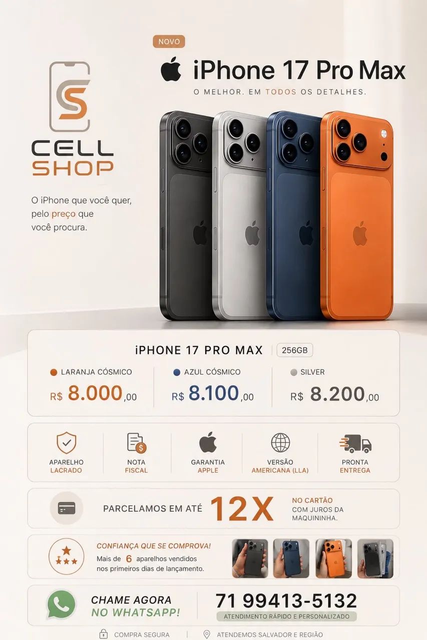  IPhone 17 Pro Max - Ganha a Capinha resistente a queda