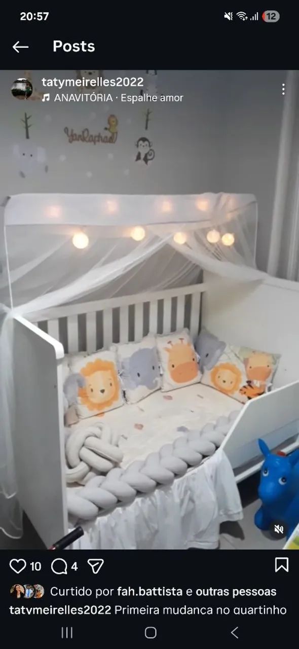Berço e colchão bebê branco