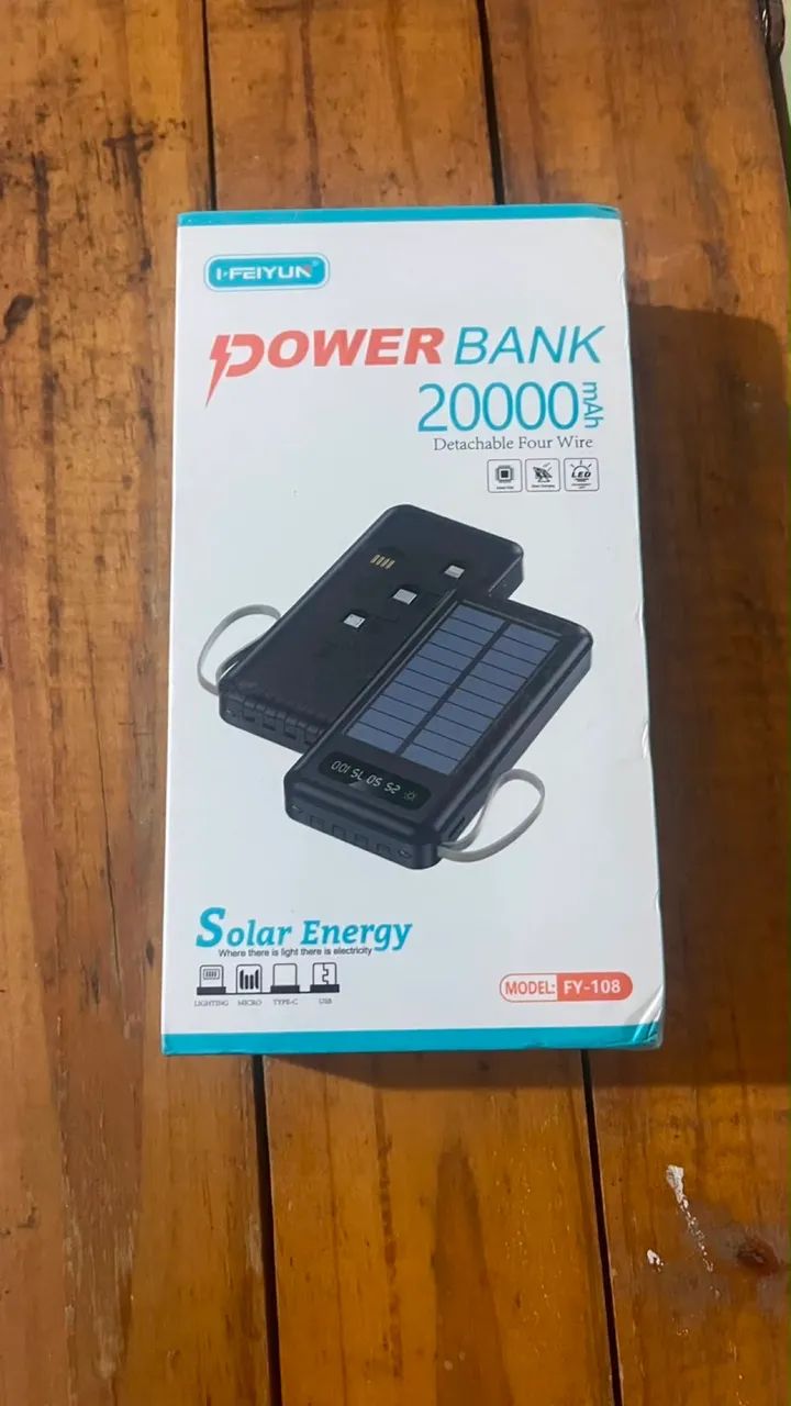 Bateria portátil com placa solar 20000MAH - Foto 4