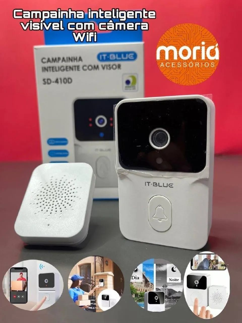 Campainha Residencial Inteligente com Câmera Wi-Fi - Foto 3
