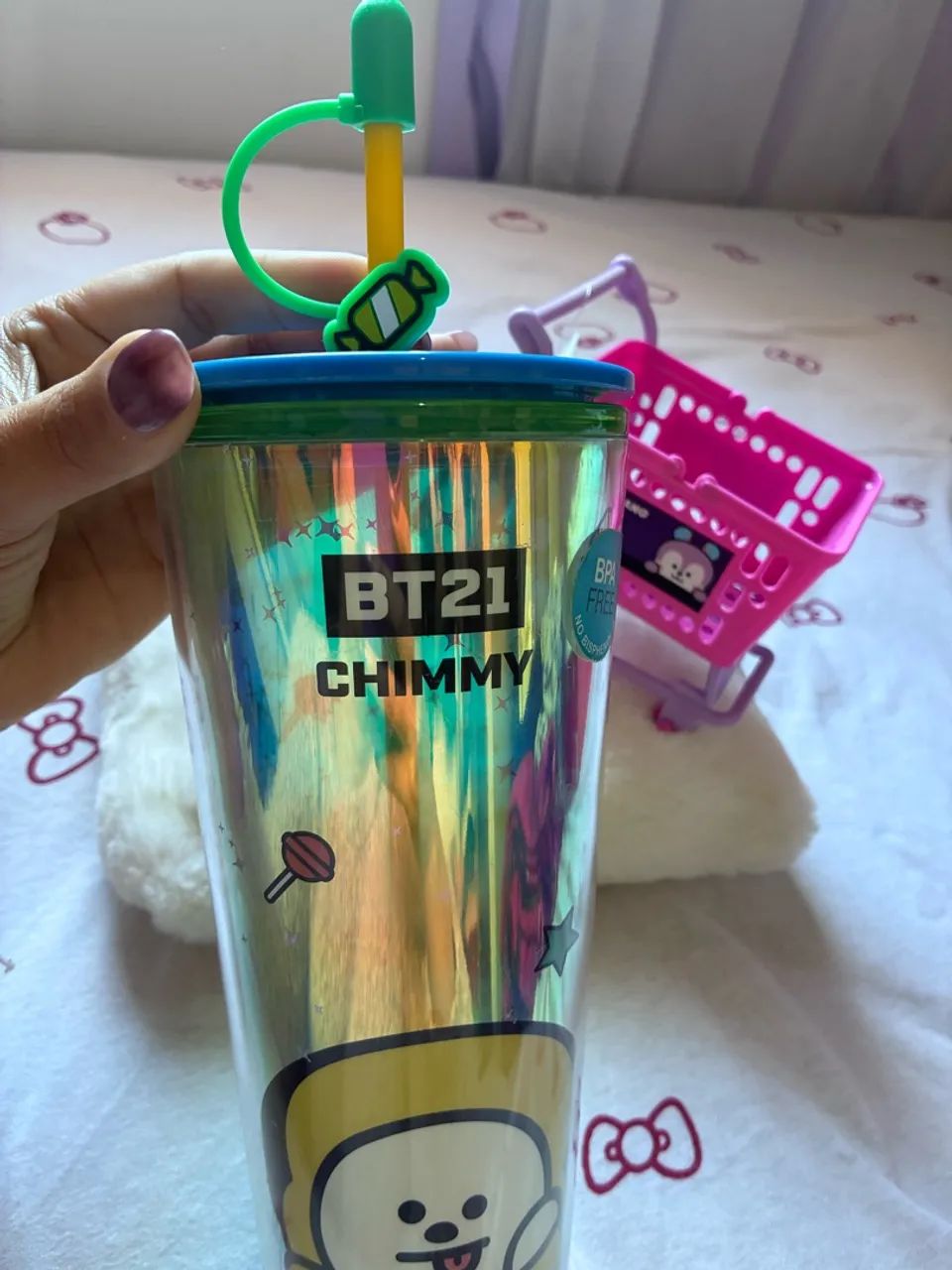 Kit BTS copo e carrinho organizador 