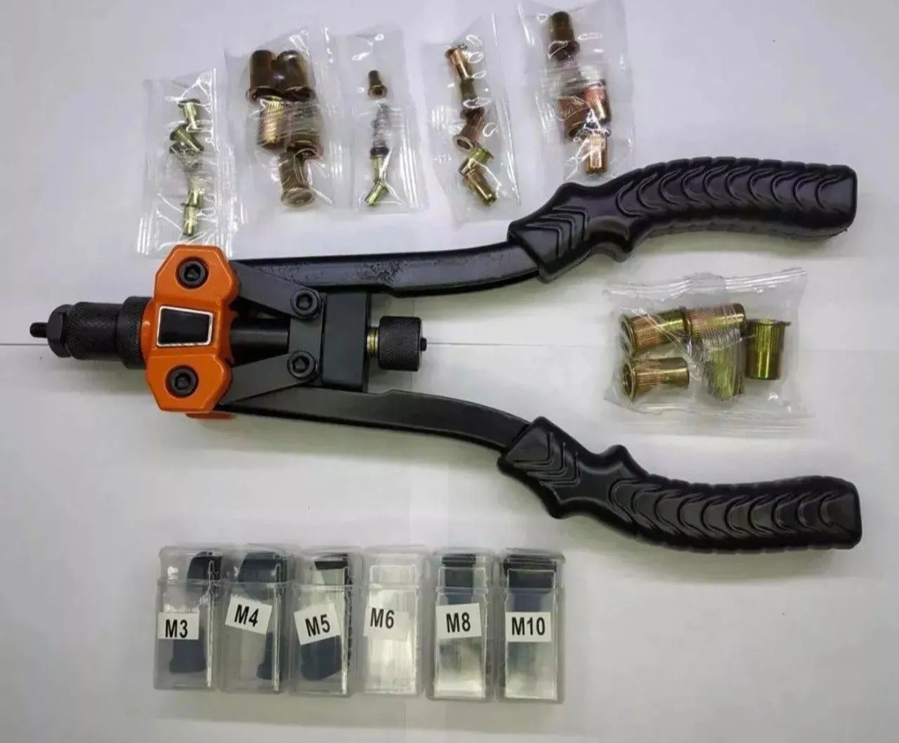 KIT REBITADOR DE PORCAS DE ROSCA MANUAL PROFISSIONAL COM MALETA E ACESSÓRIOS 