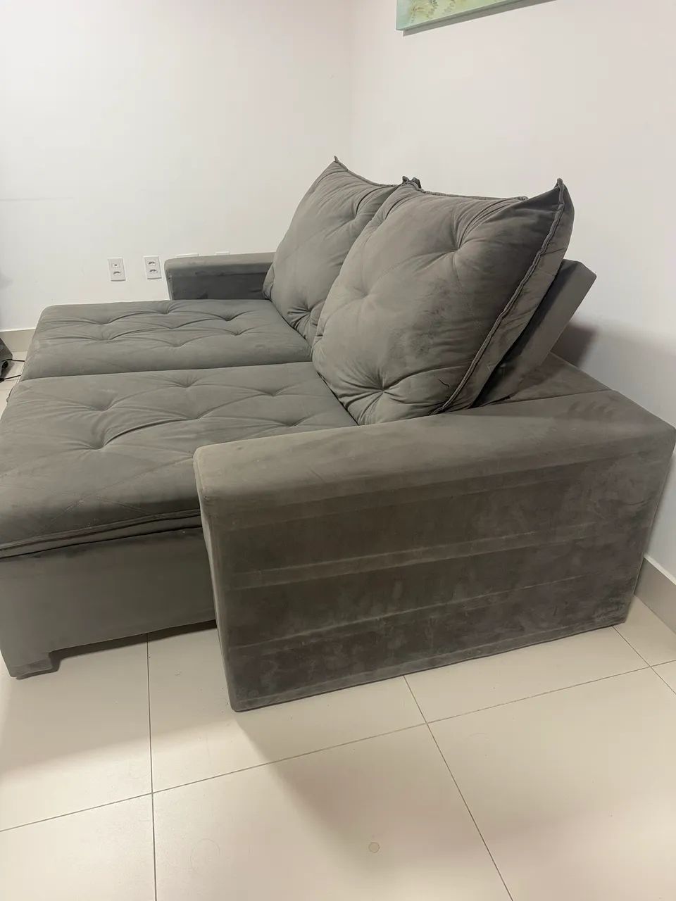 Sofá Retrátil e Reclinável 2 Lugares em Suede - 2,30 m - Foto 2