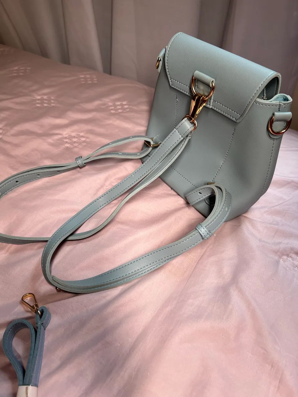 Bolsa mochilinha courino azul  - Foto 3