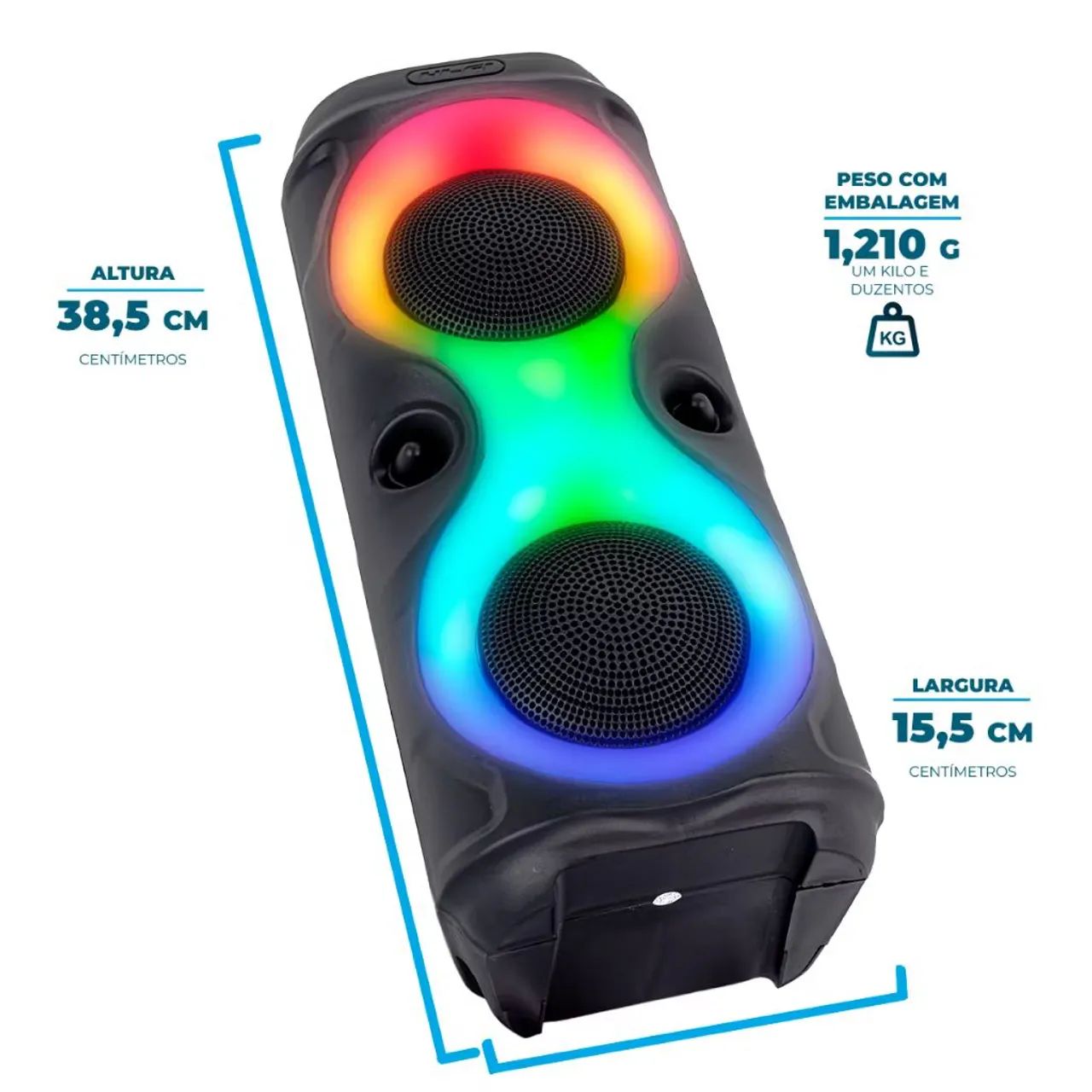 Caixa De Som Bluetooth Com Led RGB Portátil USB FM TWS - Foto 4