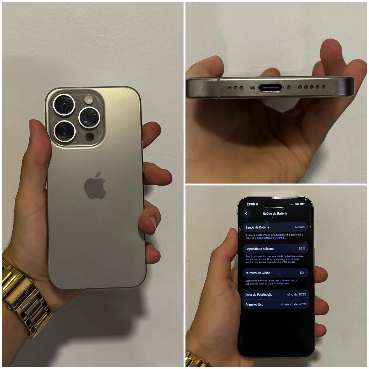 iPhone 15 pro Natural titanium 128gb Bateria 83% - Foto 4
