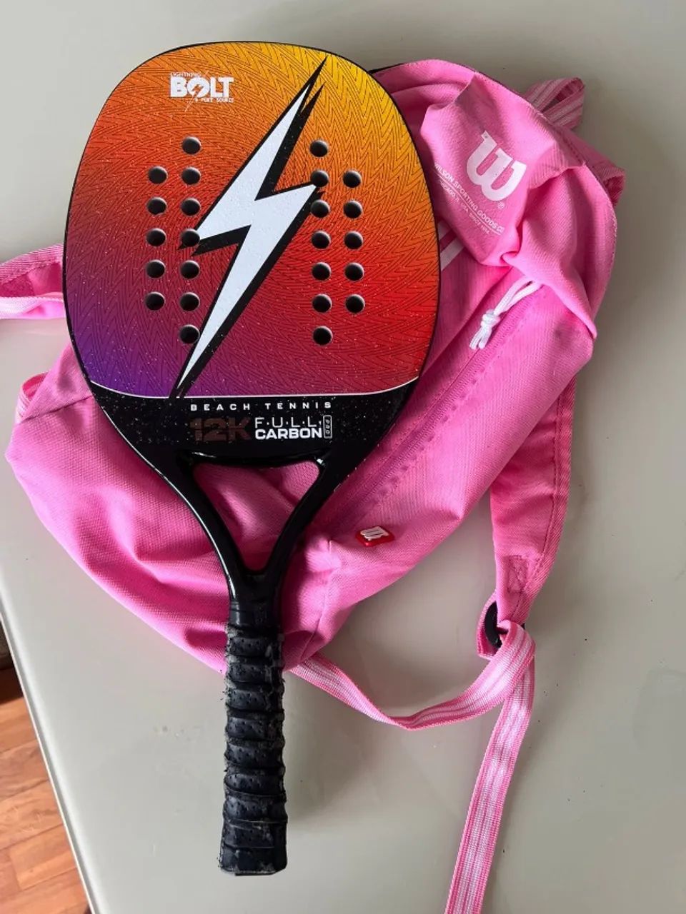 Raquete De Beach Tennis Lightning Bolt Rainbow  12k Carbon - Foto 2