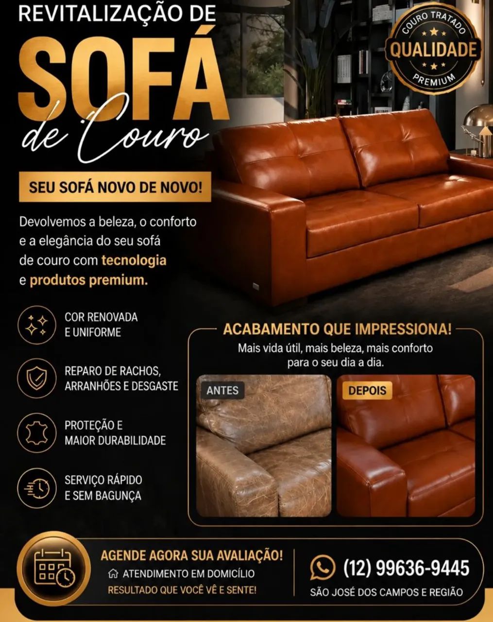 Restauração de sofá de couro